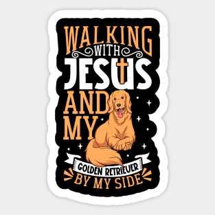 Jesus and dog - Golden Retriever Sticker